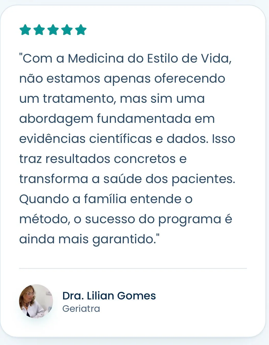 Depoimento de Dra. Lilian Gomes, geriatra